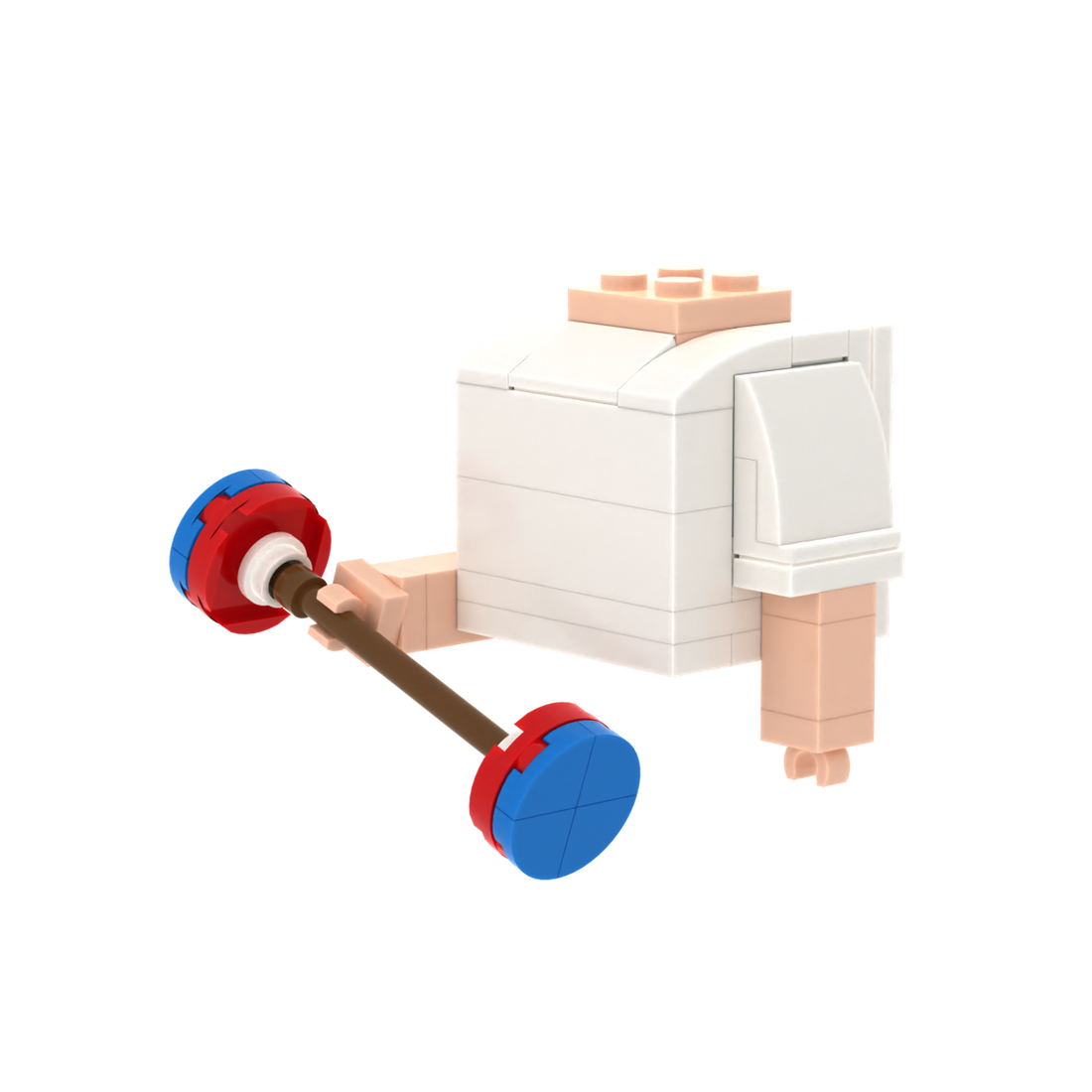 Barbell brick figure accessory, right-side view