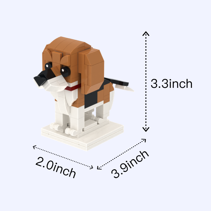 Beagle dog brick figure, size guide