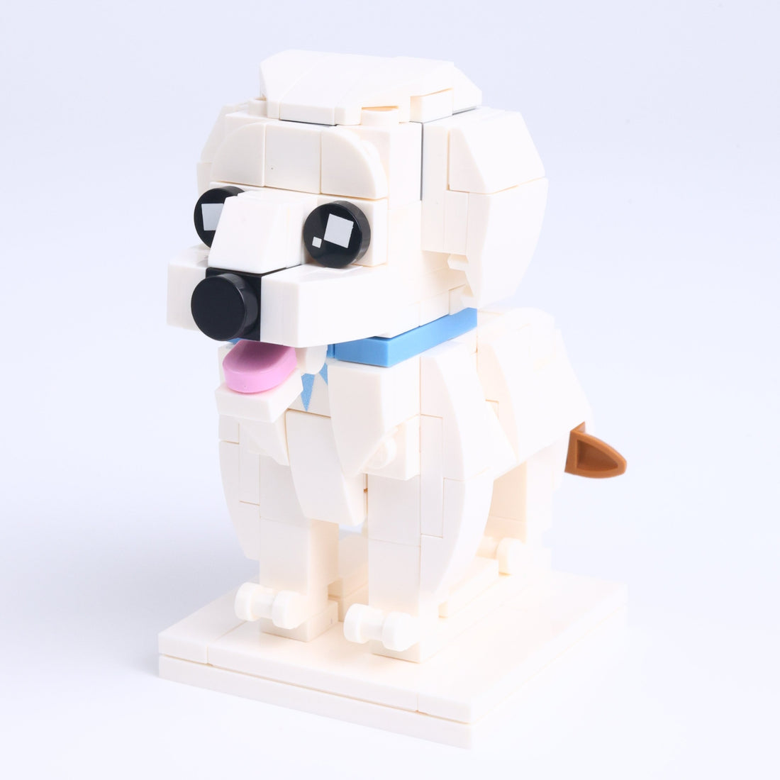 Bichon Frise dog brick figure, right-side view