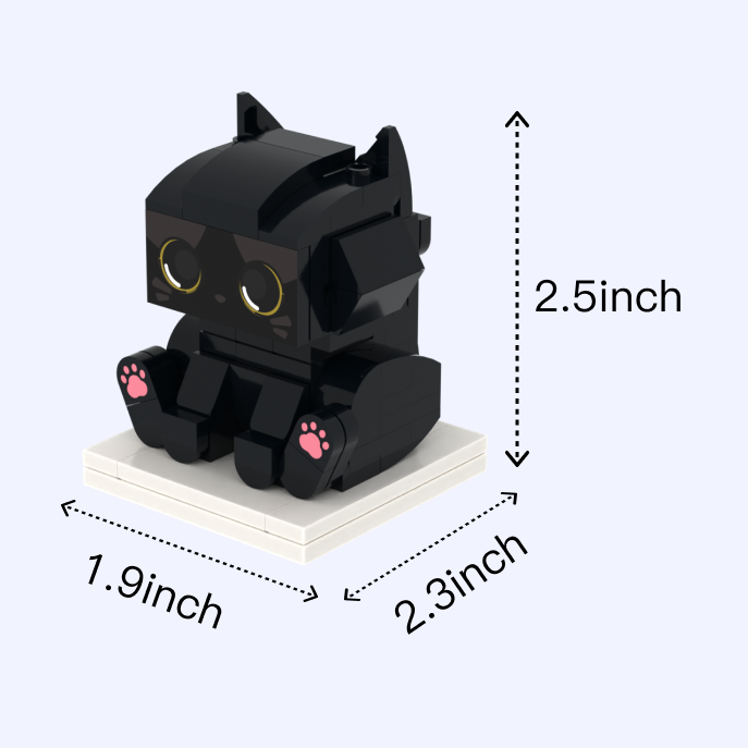 Black Cat cat brick figure, size guide