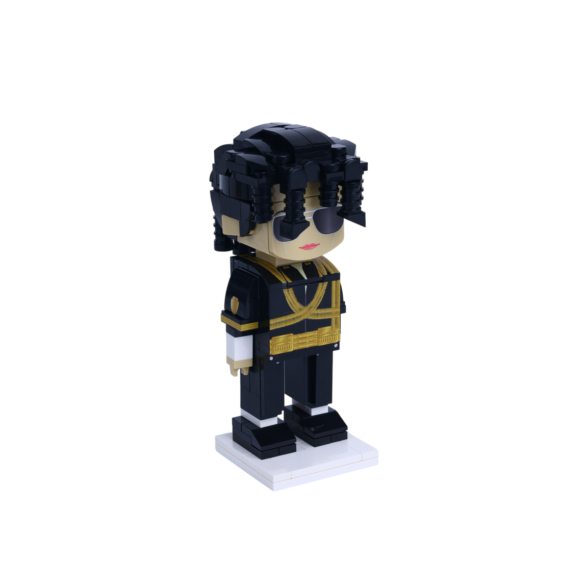 Black Suit Dance Performer custom brick figure, left-side view