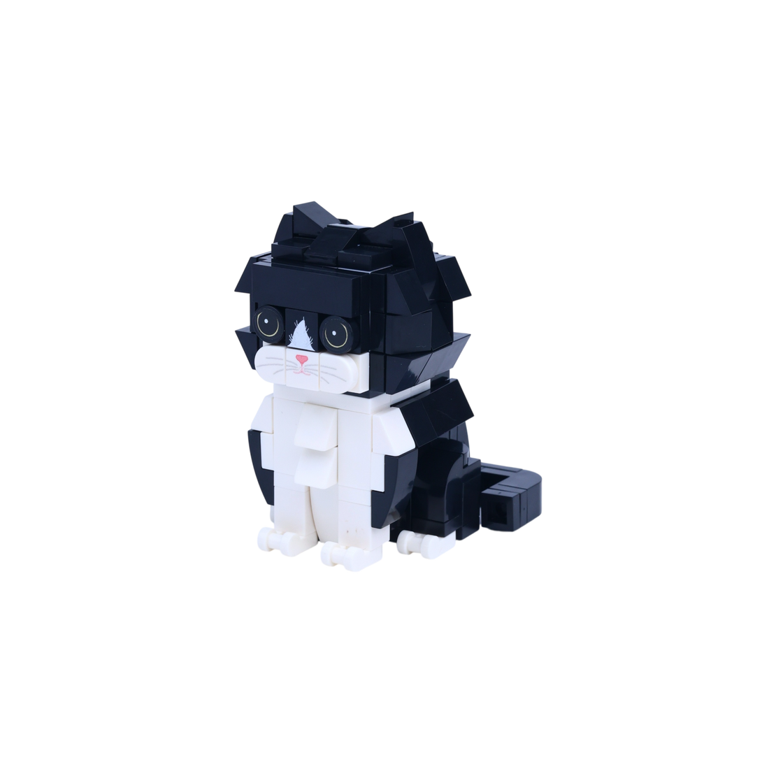 Black White Cat cat brick figure, right-side view