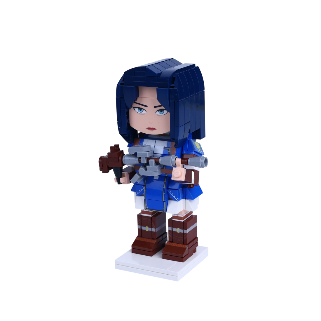 Blueblade Scout custom brick figure, right-side view