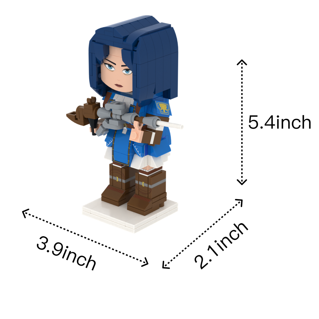 Blueblade Scout custom brick figure, size guide