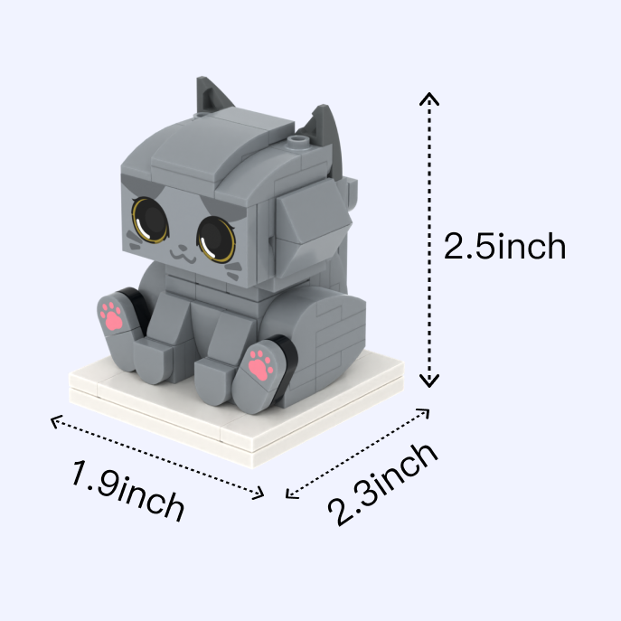 British Blue Cat cat brick figure, size guide