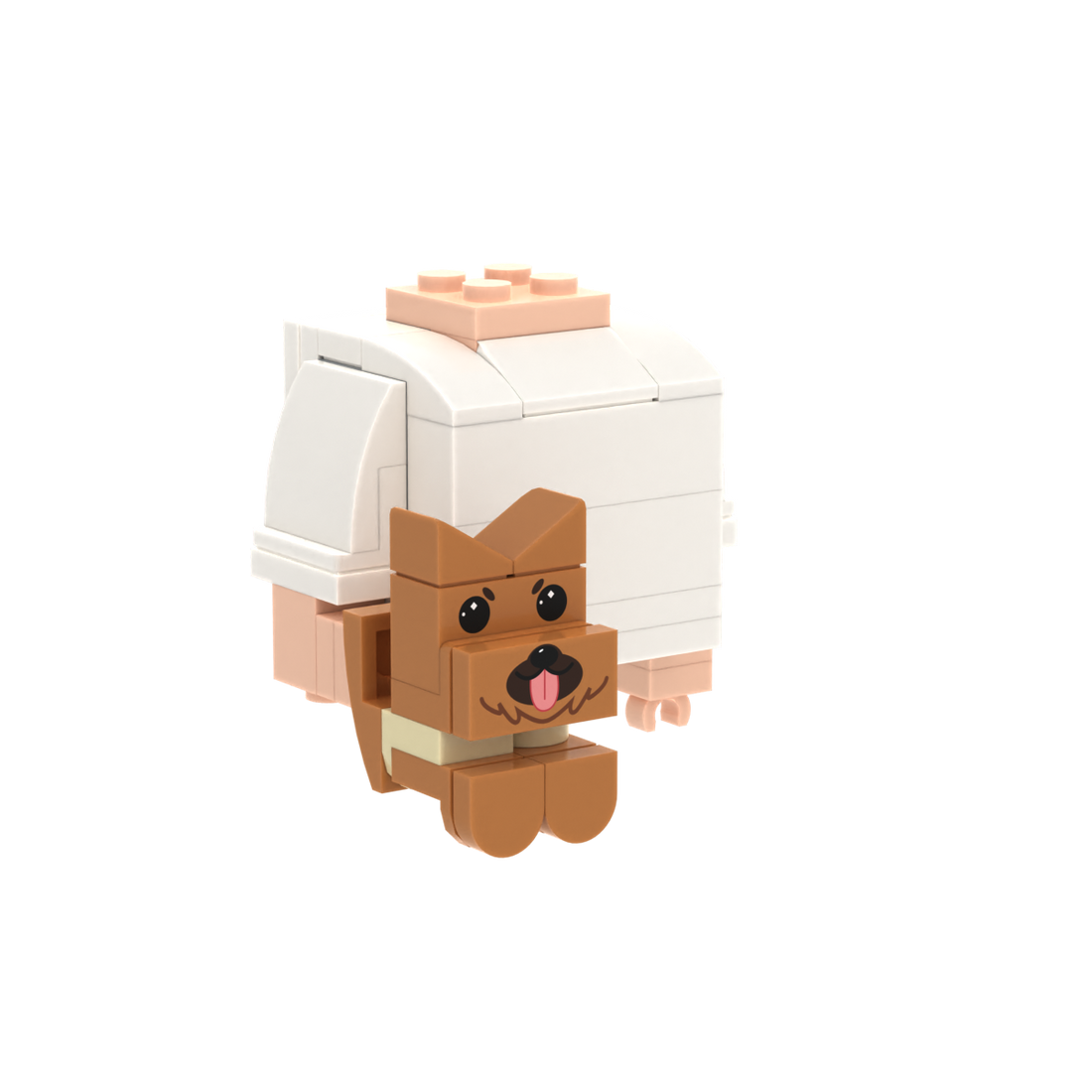 Brown Pointy-Eared Tongue-Out Dog brick figure accessory, left-side view