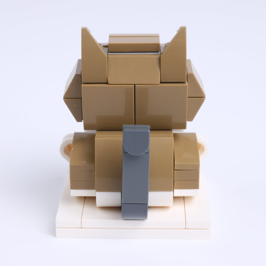 Brown White Cat Design 1 cat brick figure, back view