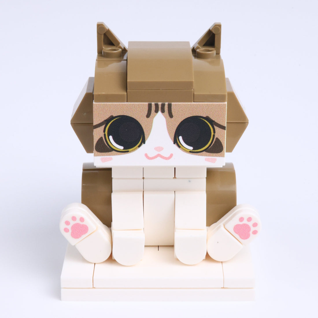 Brown White Cat Design 1 cat brick figure, main product view