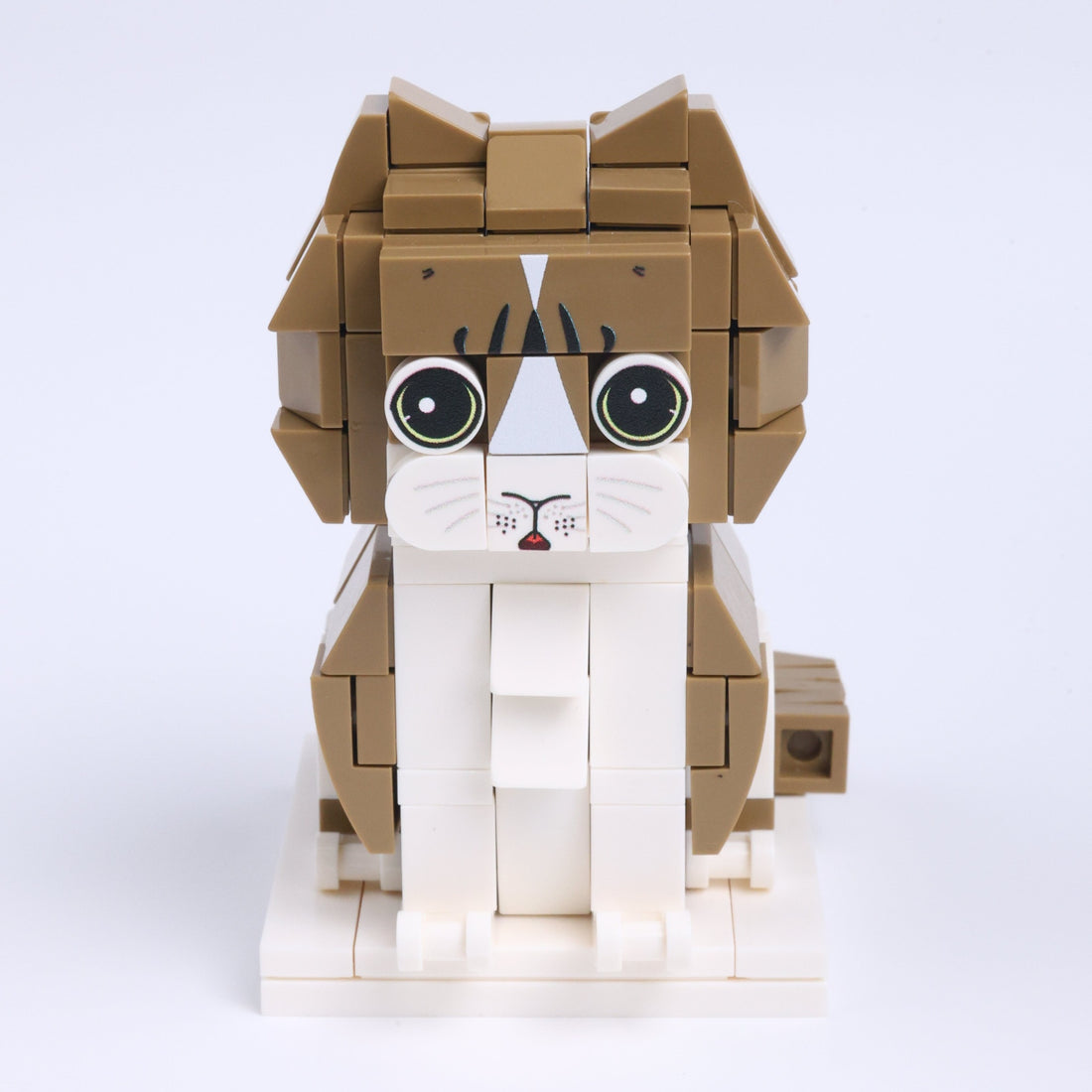 Brown White Cat Design 3 cat brick figure, main product view