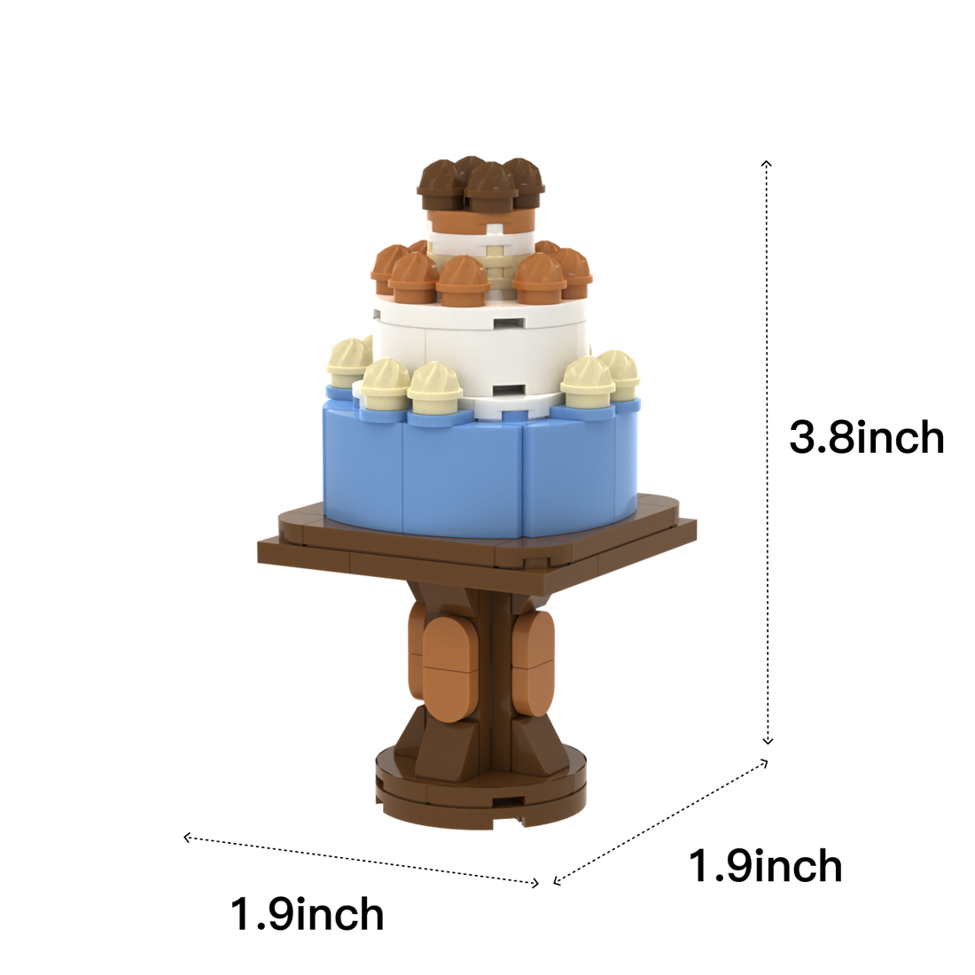 Cake On Tall Cake Stand brick scene accessory, size guide