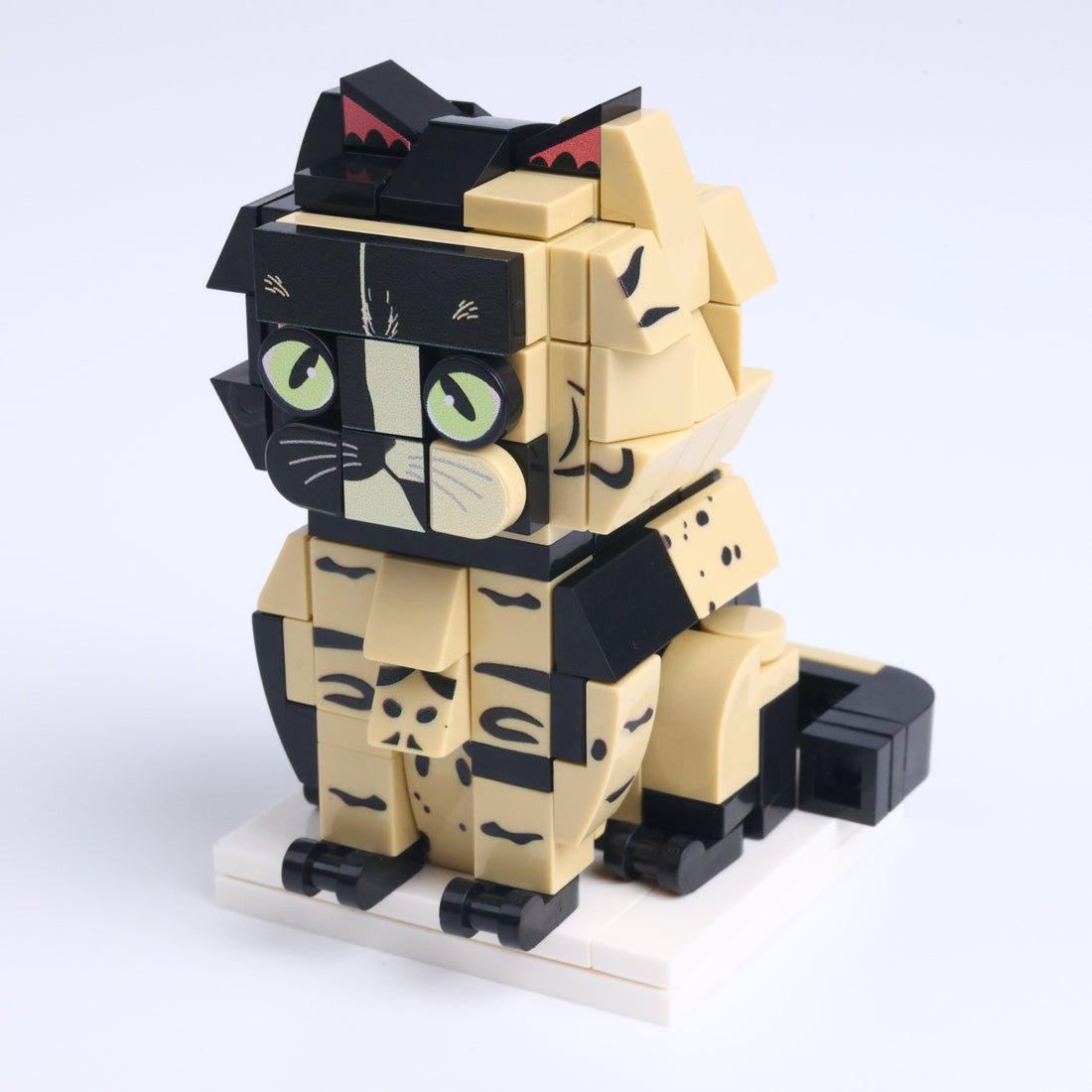 Calico Cat Design 2 cat brick figure, right-side view