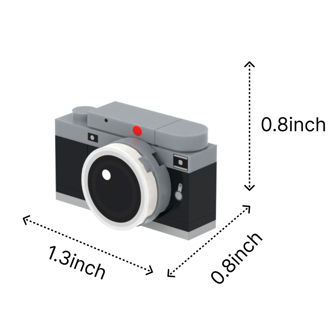 Camera brick figure accessory, size guide