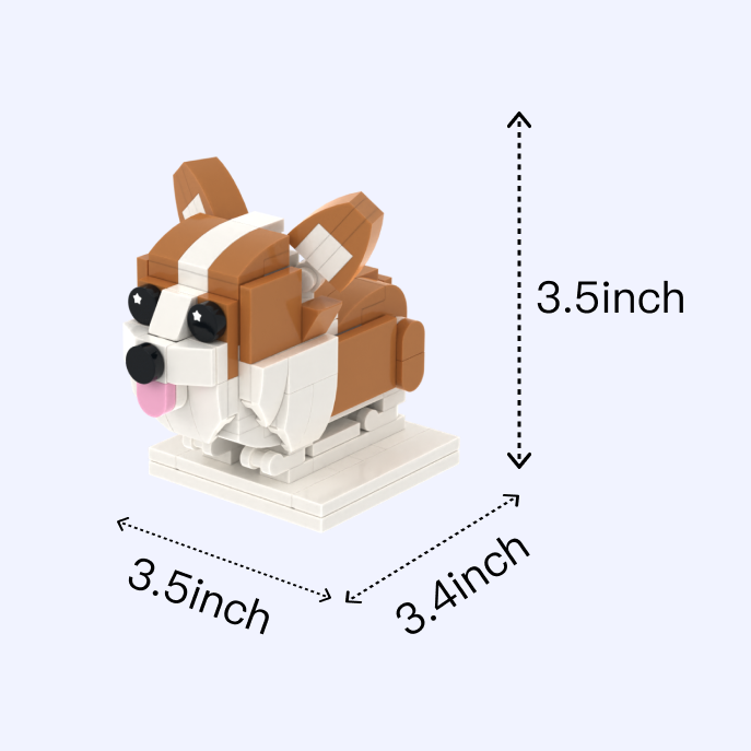 Corgi dog brick figure, size guide