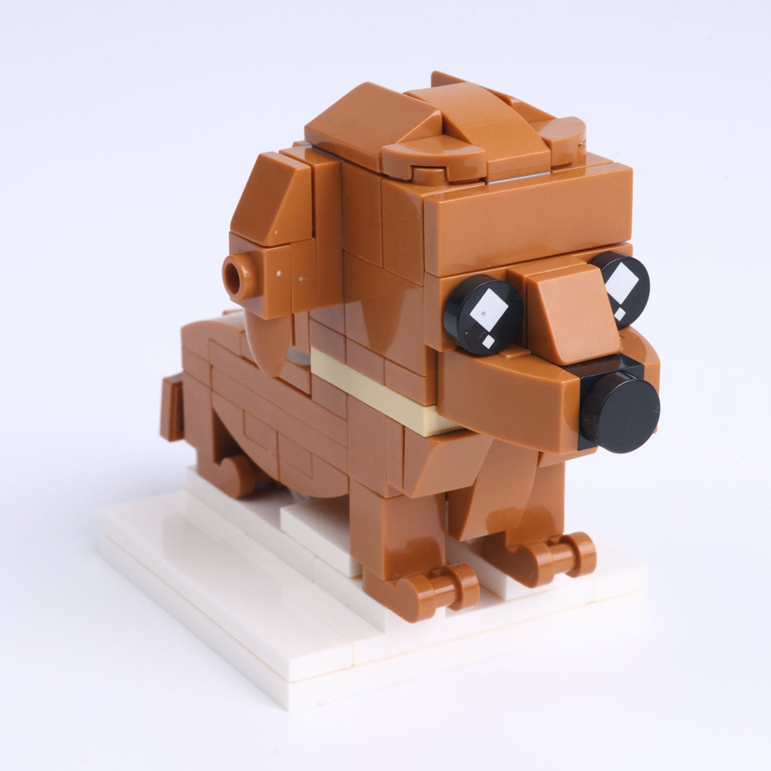 Dachshund dog brick figure, left-side view