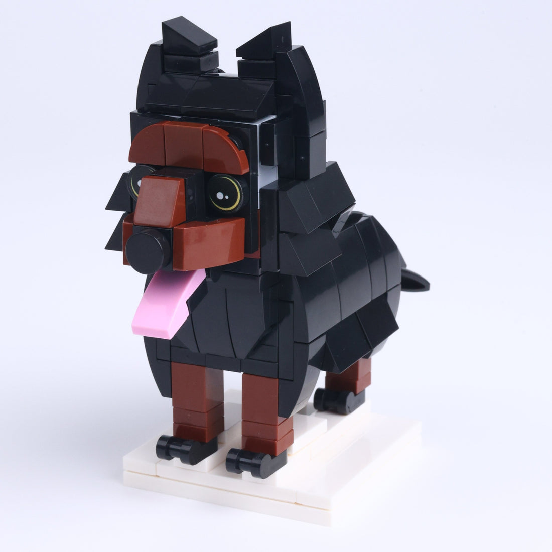 Doberman dog brick figure, right-side view