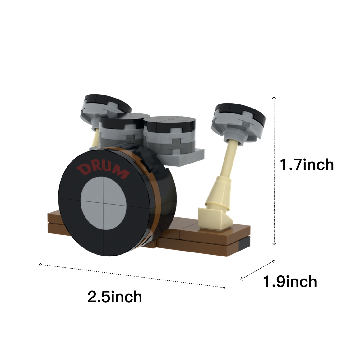 Drum Kit brick scene accessory, size guide
