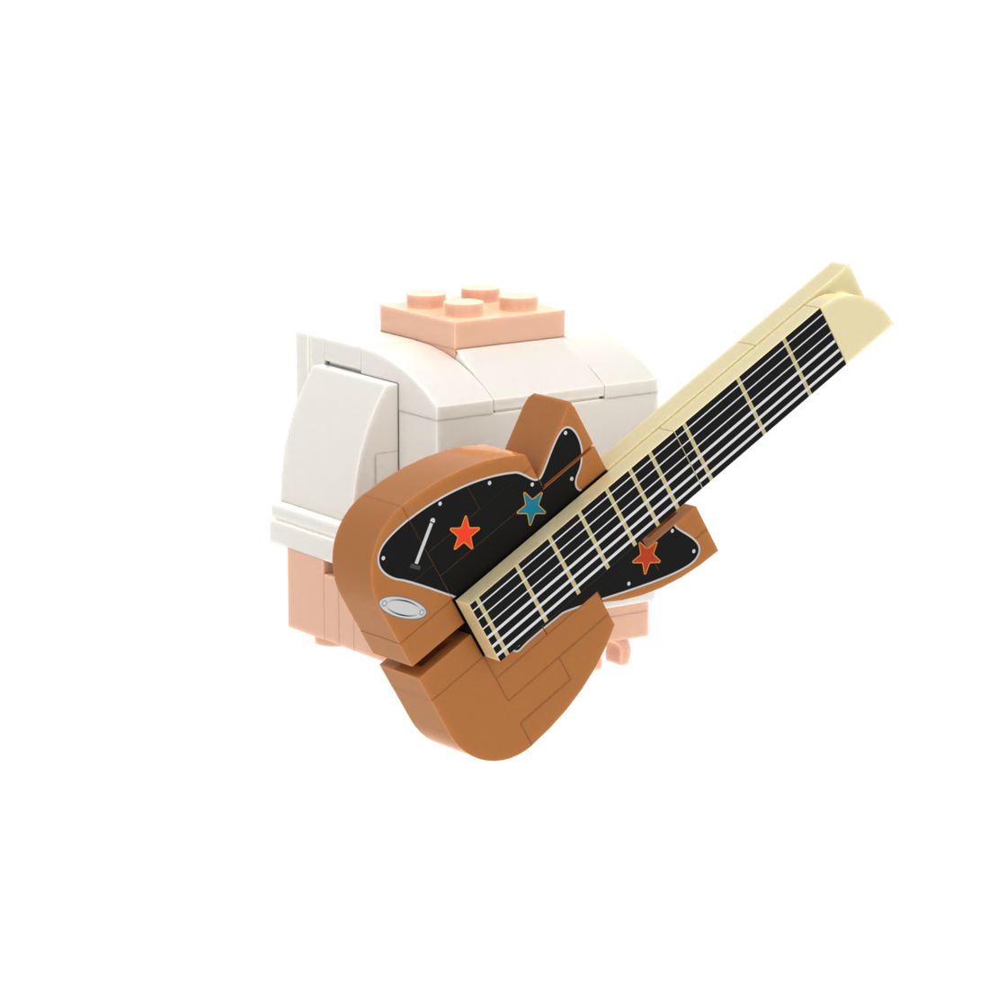Electric Guitar With Color Stars brick figure accessory, left-side view