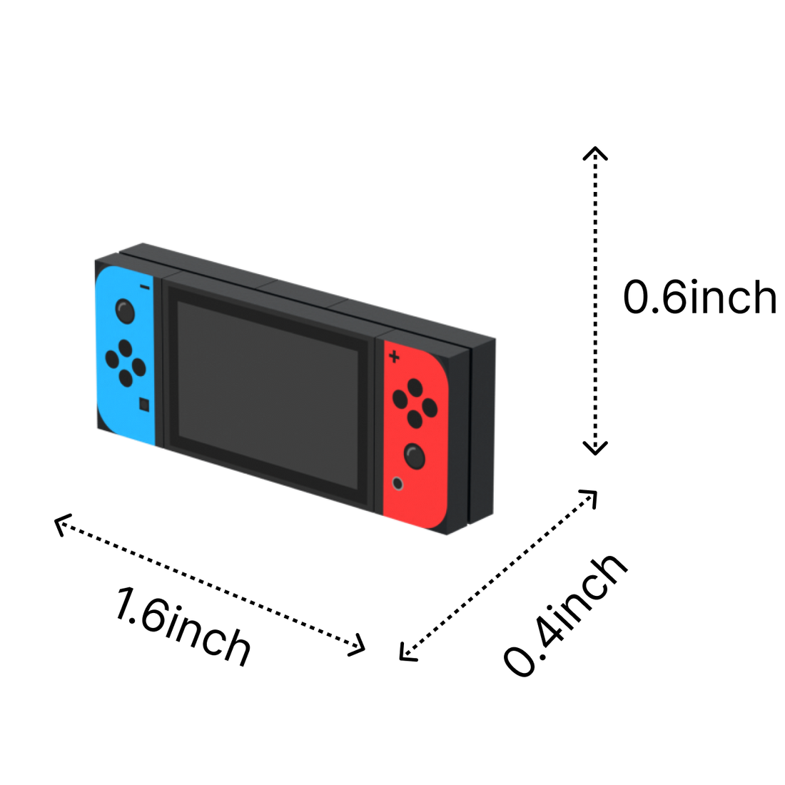 Game Console brick figure accessory, size guide