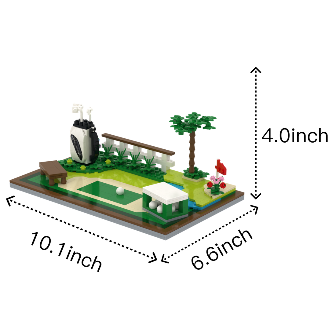 Golf Buddies brick scene, size guide