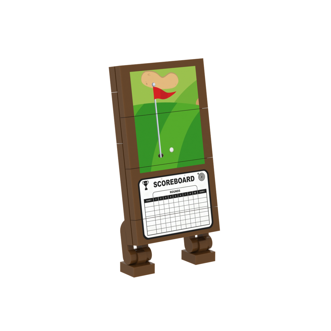 Golf Scoreboard brick scene accessory, right-side view