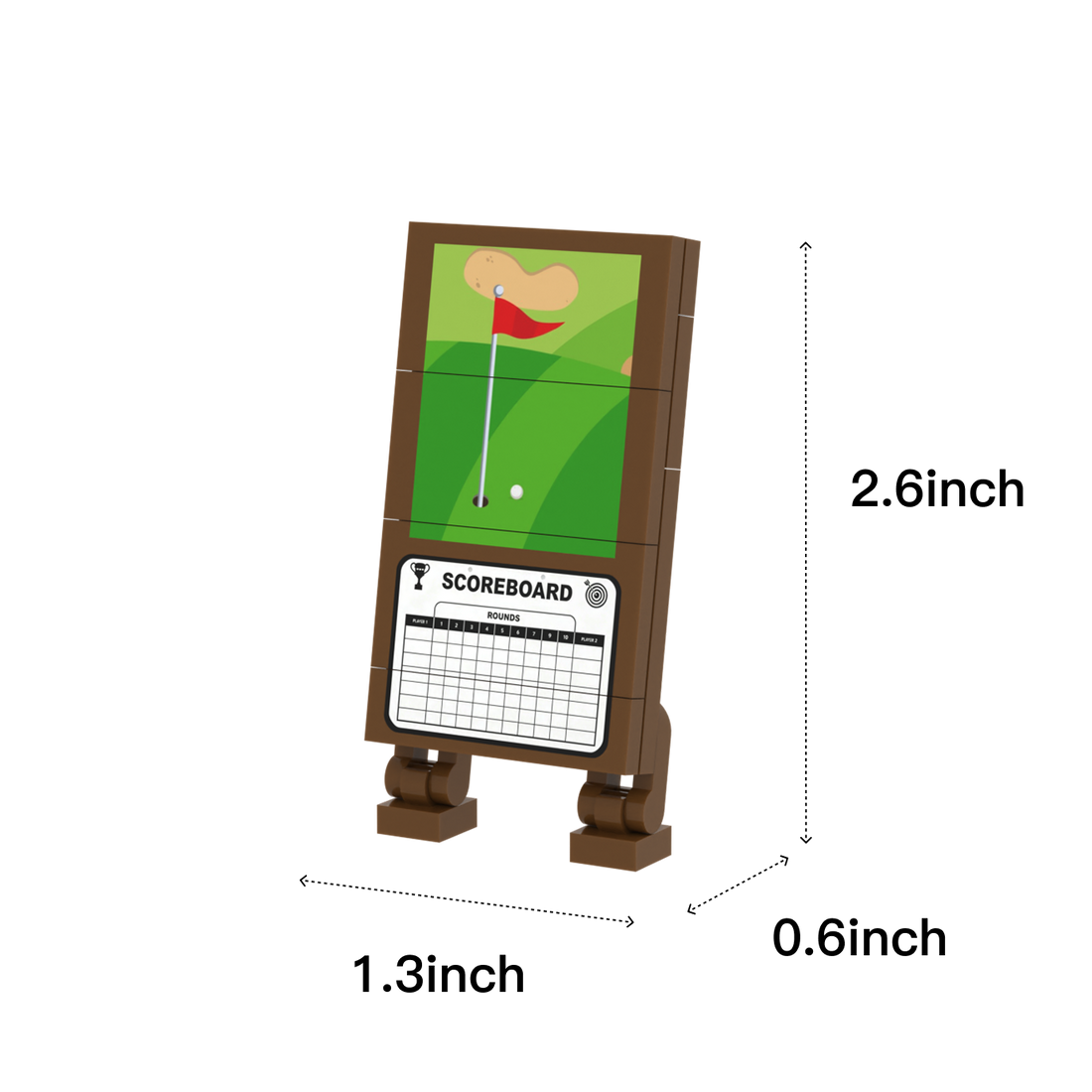 Golf Scoreboard brick scene accessory, size guide