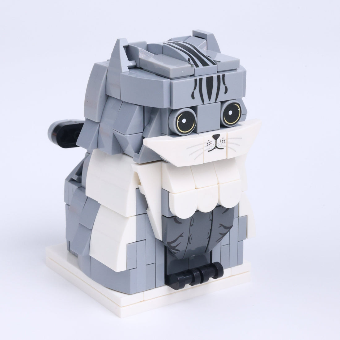 Gray Tabby Cat cat brick figure, left-side view
