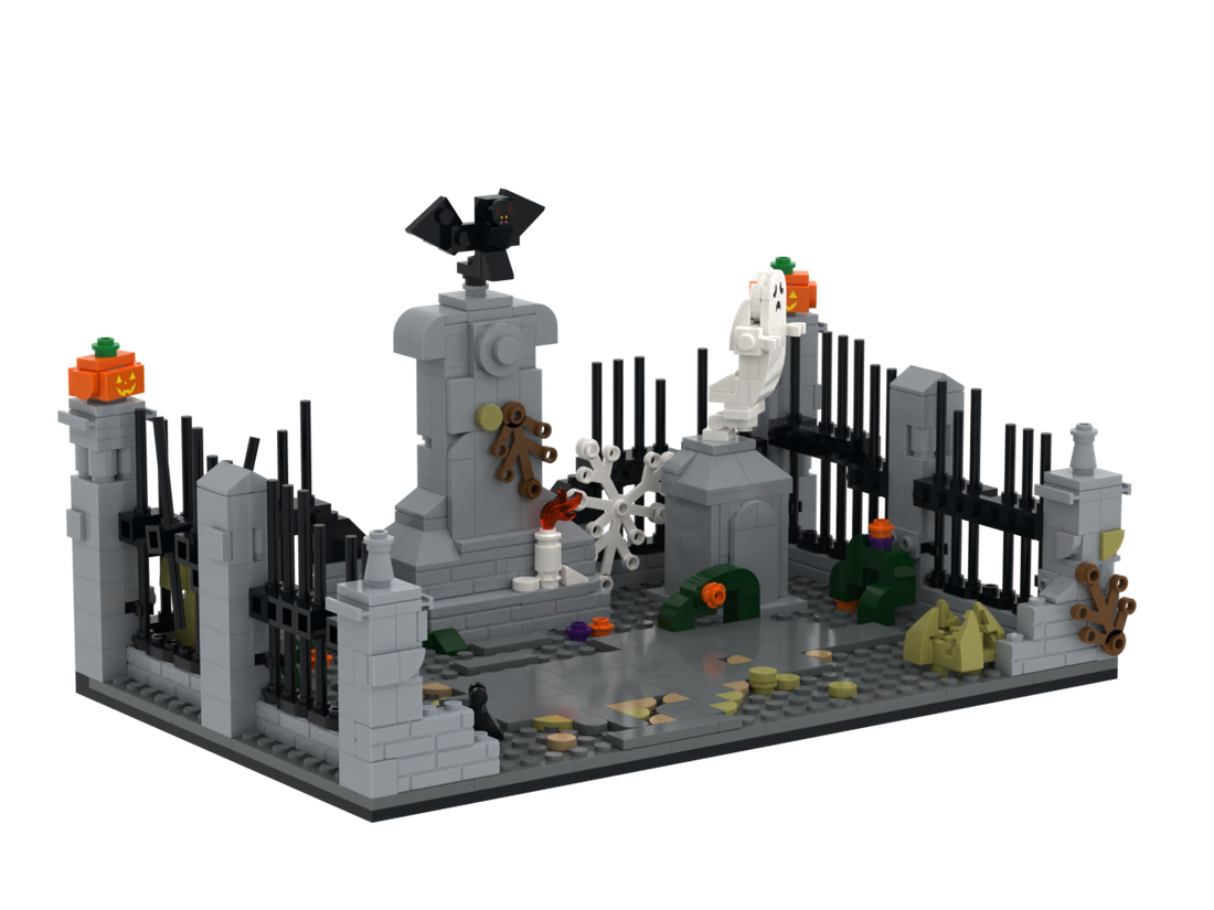 Halloween · Cemetery brick scene, left view