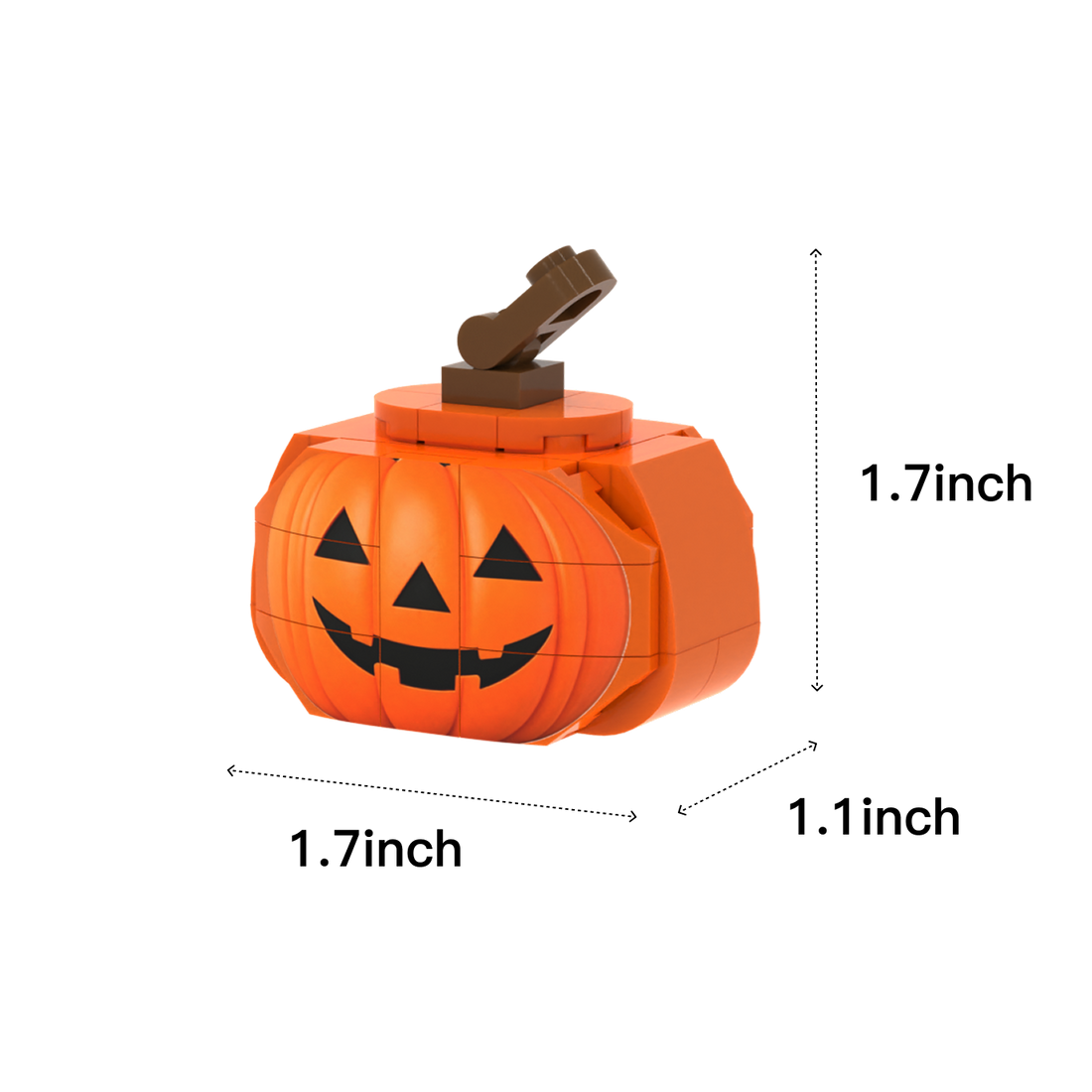 Jack-o'-lantern brick scene accessory, size guide