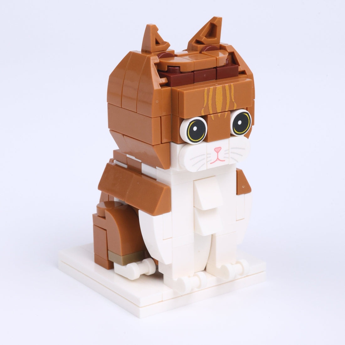 Orange White Cat Design 2 cat brick figure, left-side view
