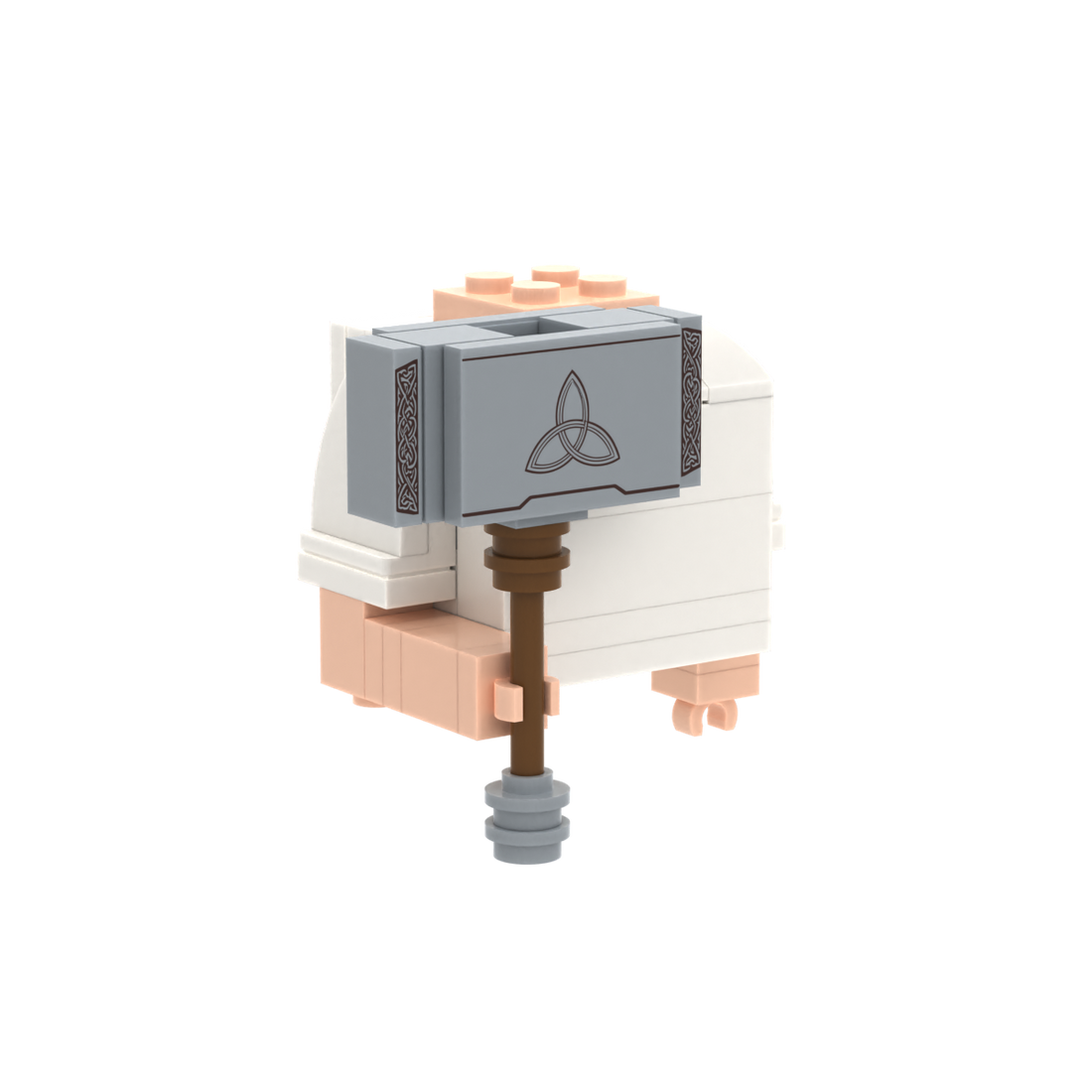 Patterned War Hammer brick figure accessory, left-side view