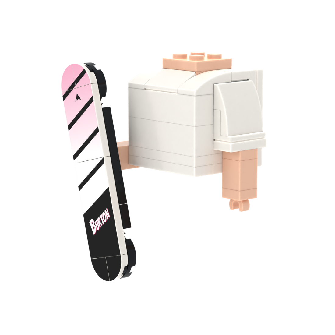 Pink-Black Diagonal Stripe Snowboard brick figure accessory, right-side view