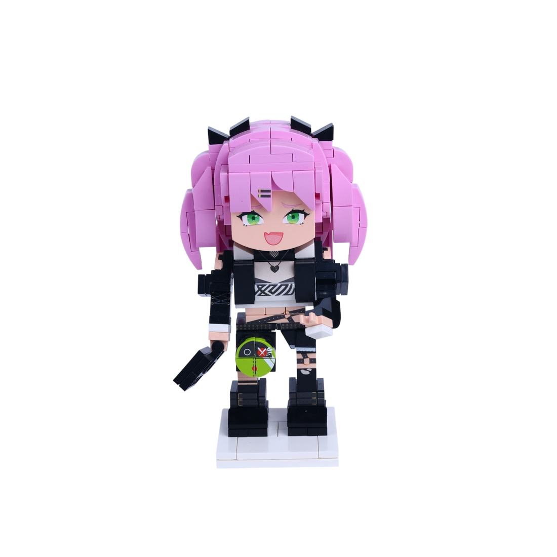Pink Twin-Tails Girl custom brick figure, main product view