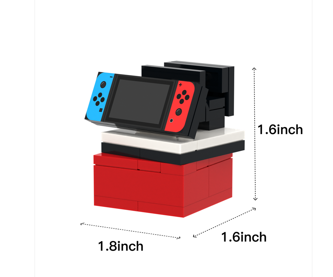 Portable Game Console With Base brick scene accessory, size guide