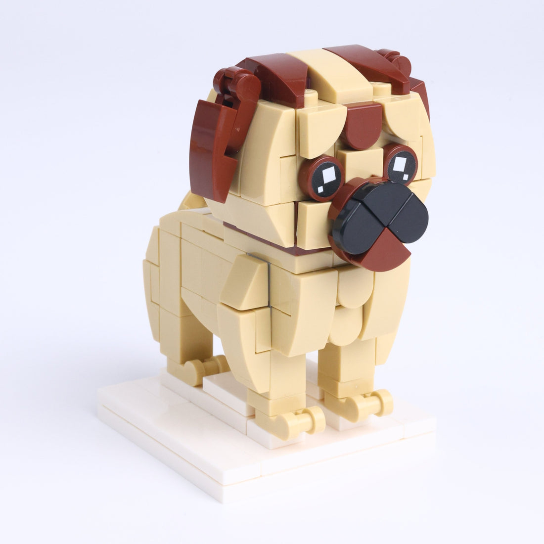 Pug dog brick figure, left-side view