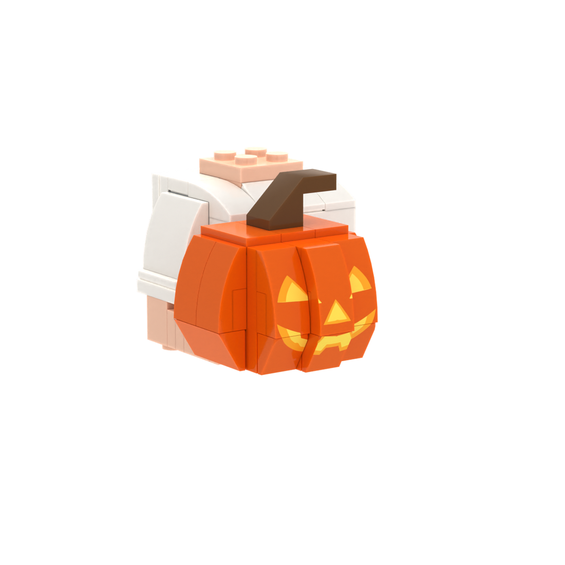 Pumpkin Lantern brick figure accessory, left-side view