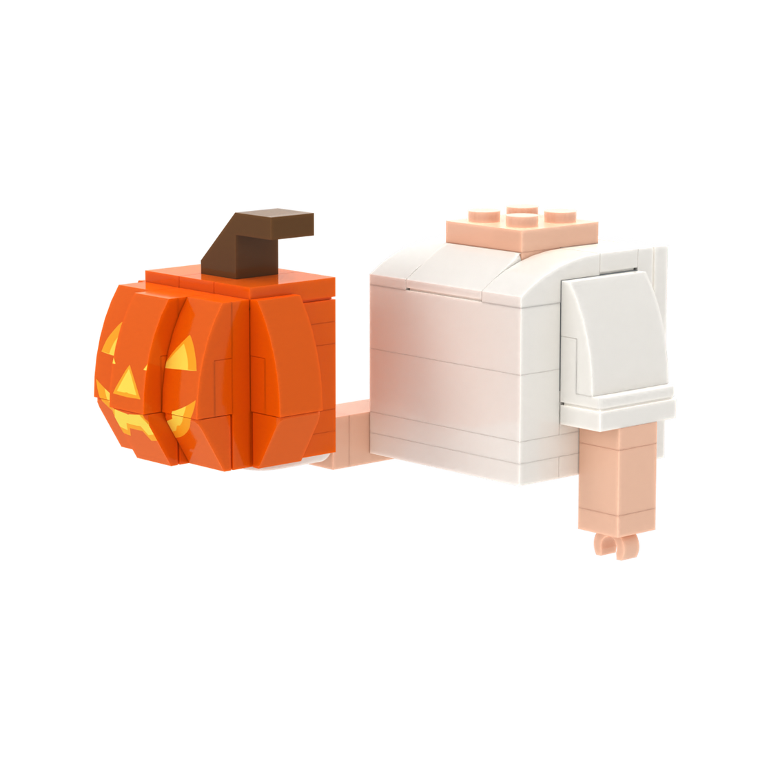 Pumpkin Lantern brick figure accessory, right-side view