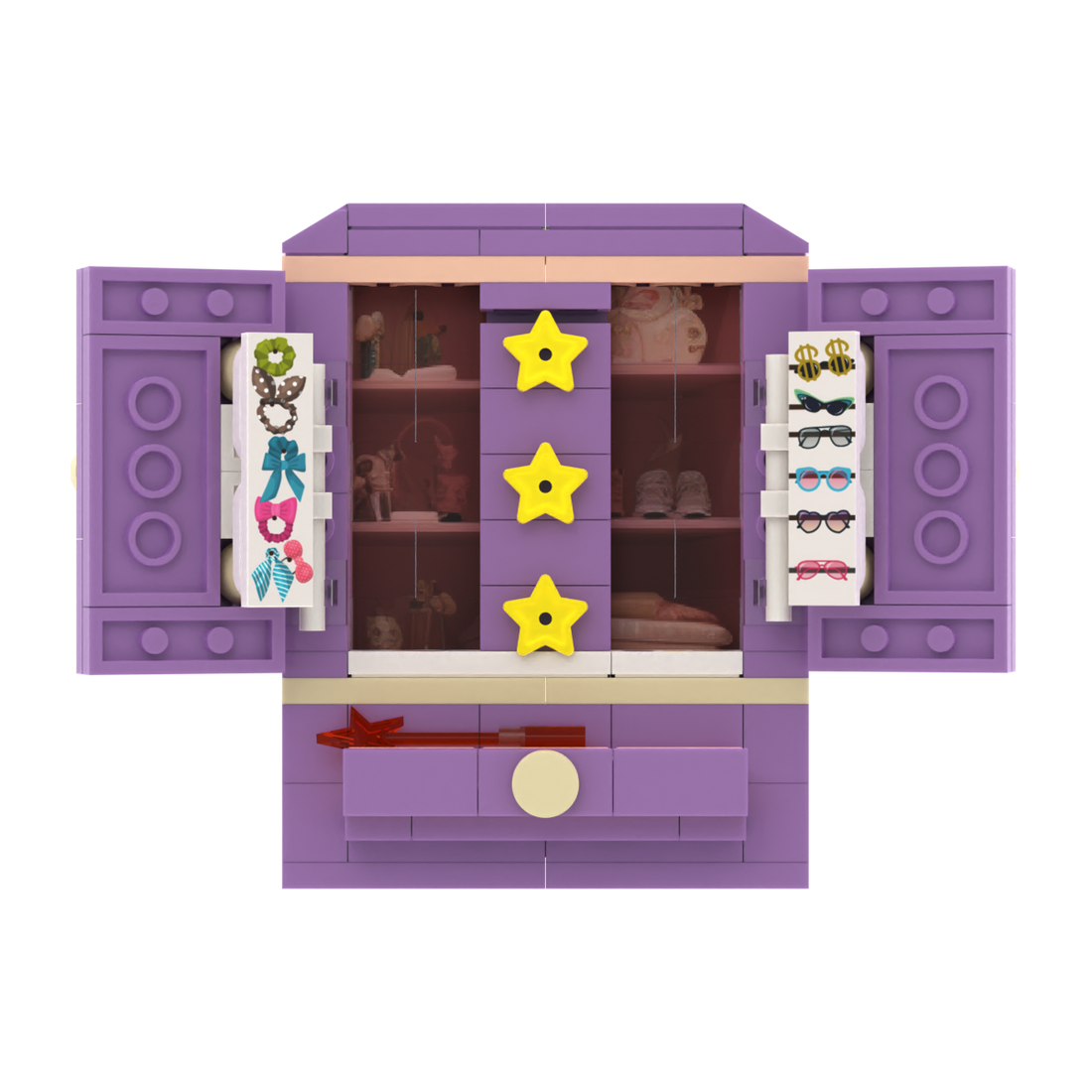 Purple Double-door Storage Cabinet brick scene accessory, left-side view