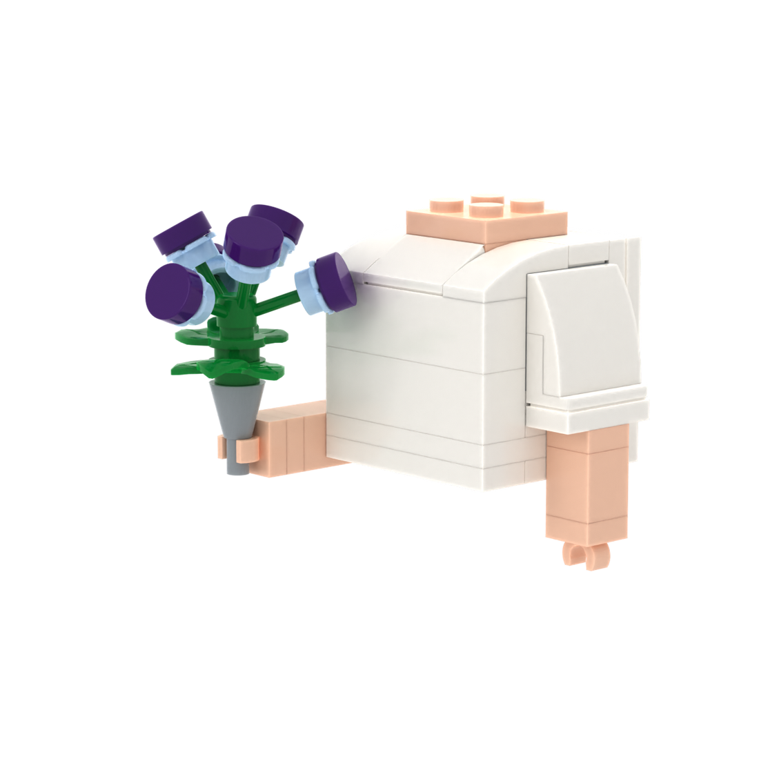 Purple Flower brick figure accessory, right-side view