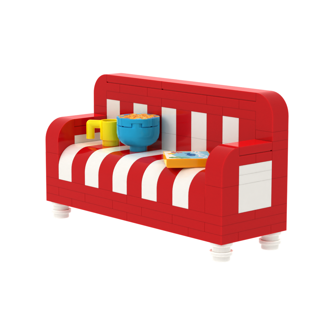 Red-and-White Striped Sofa brick scene accessory, detail view 2