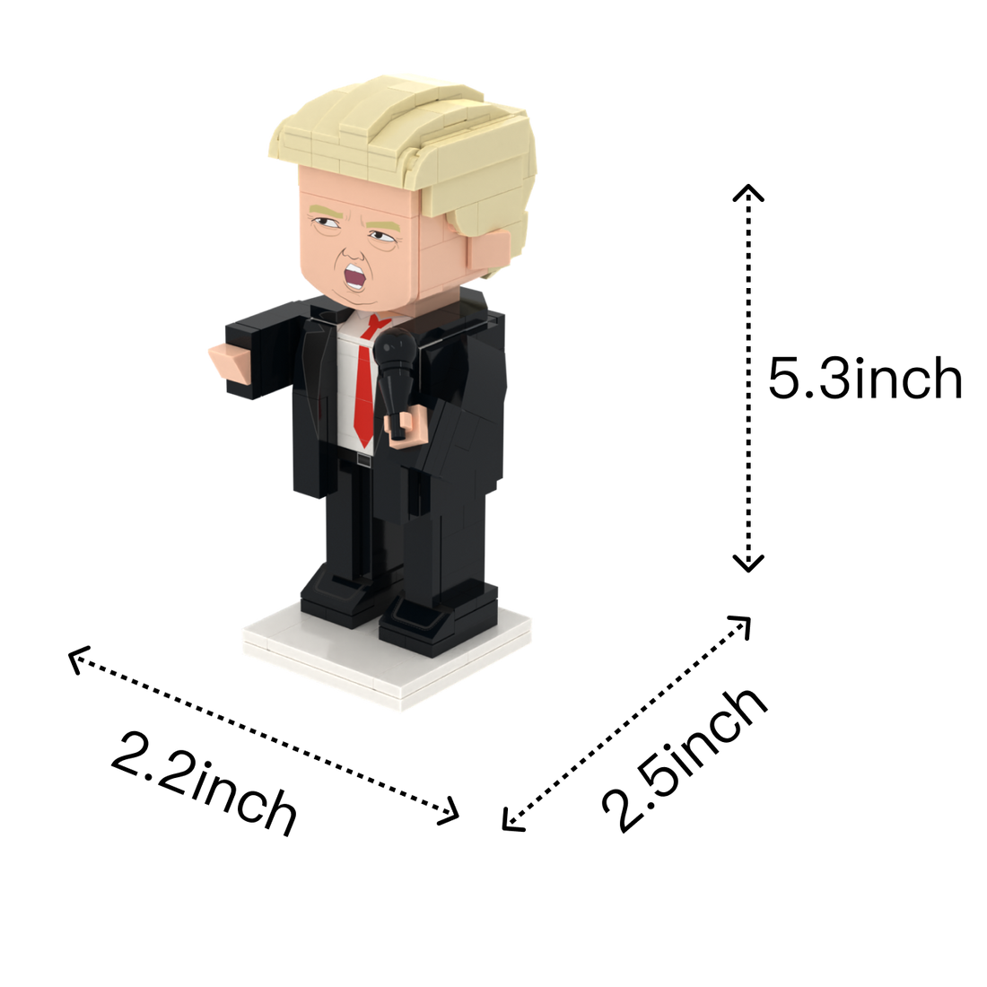 Red-Caped American Hero custom brick figure, size guide