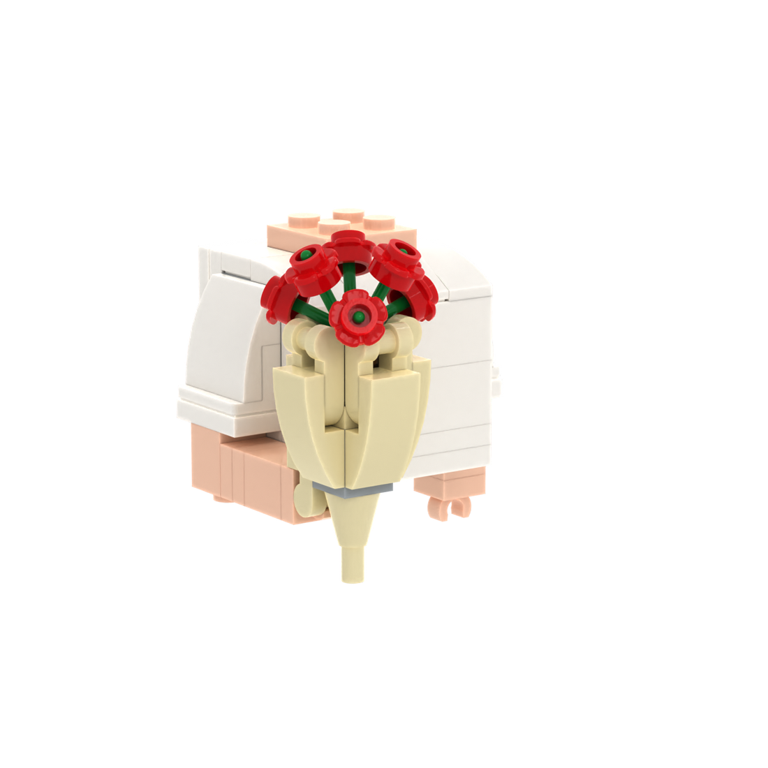 Red Rose Bouquet brick figure accessory, left-side view