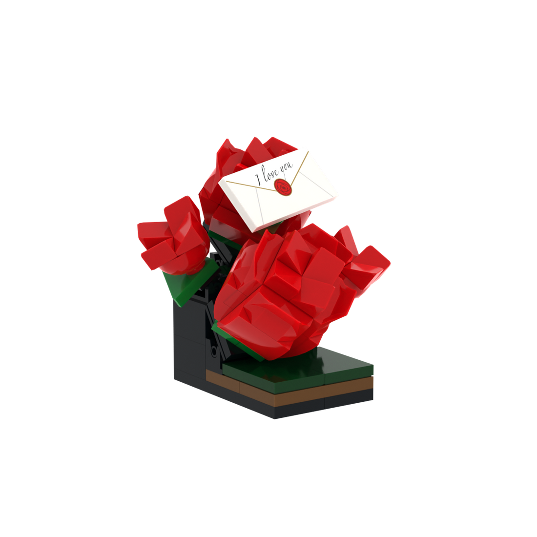 Red Rose Bouquet brick scene accessory, right-side view