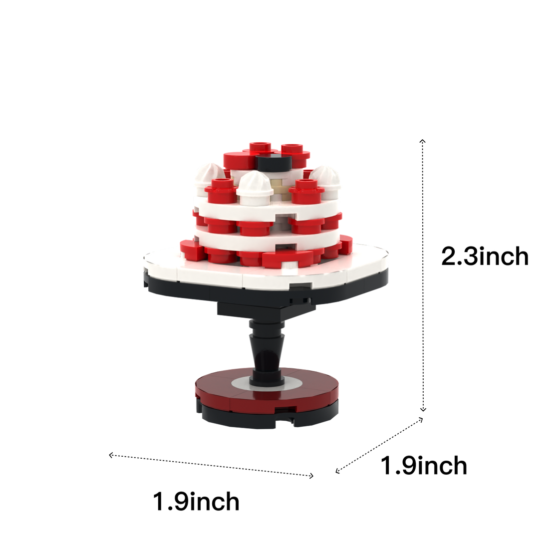 Red-White Cake Tower brick scene accessory, size guide