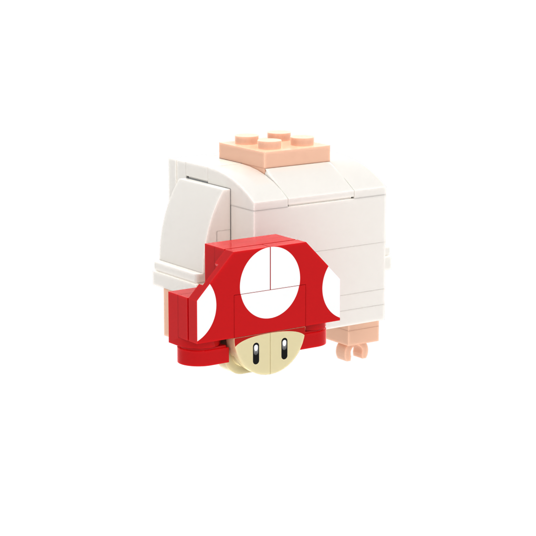 Red-White Mushroom brick figure accessory, left-side view
