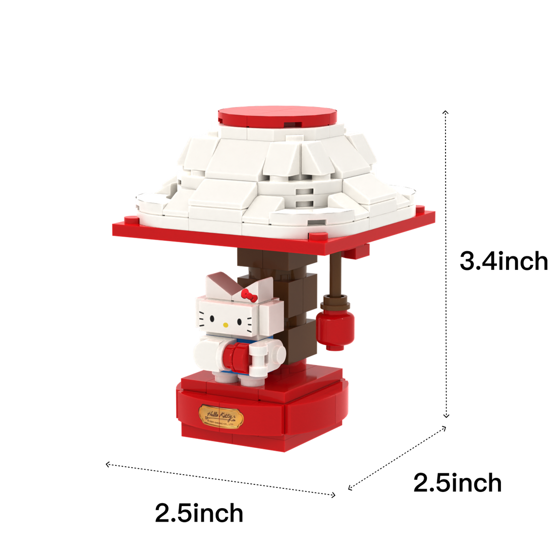 Red-White Table Lamp brick scene accessory, size guide