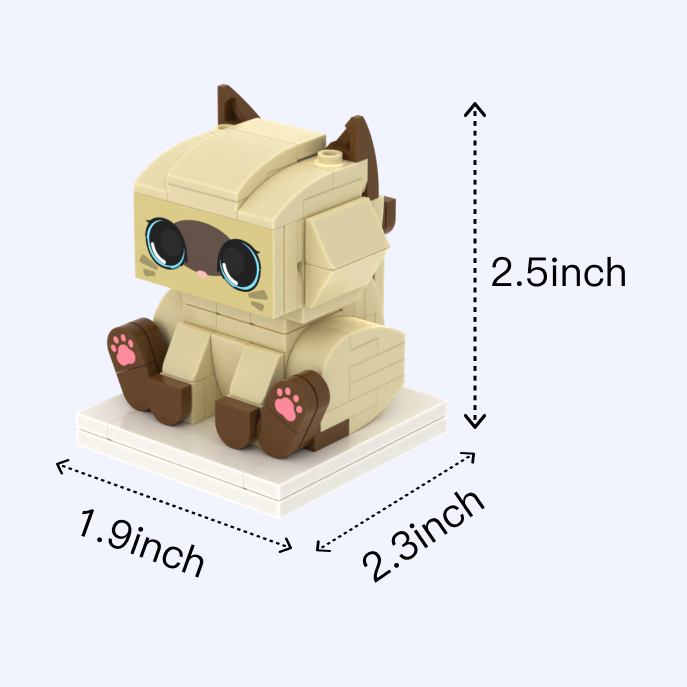 Siamese Cat cat brick figure, size guide