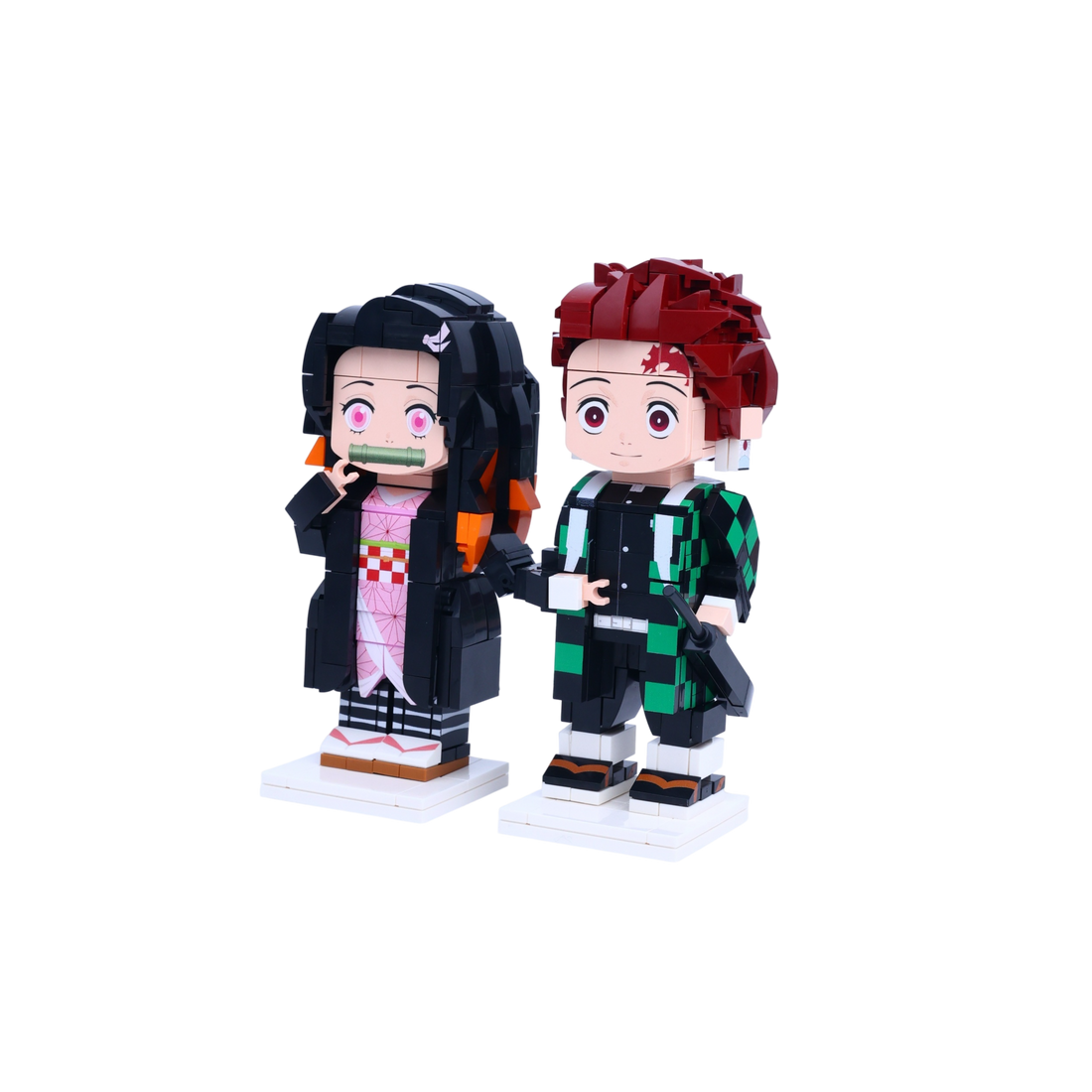 Sibling Swordfighter Duo custom brick figure, right-side view