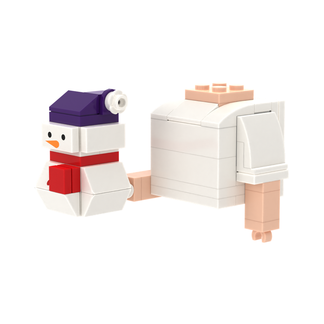Snowman brick figure accessory, right-side view