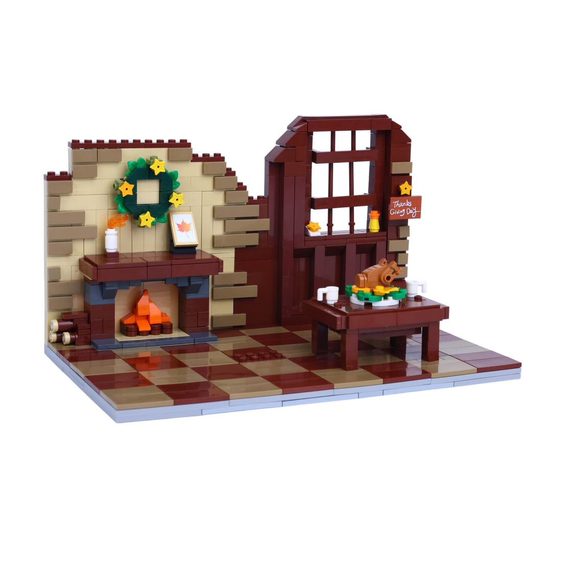 Thanksgiving · Family Feast brick scene, left view