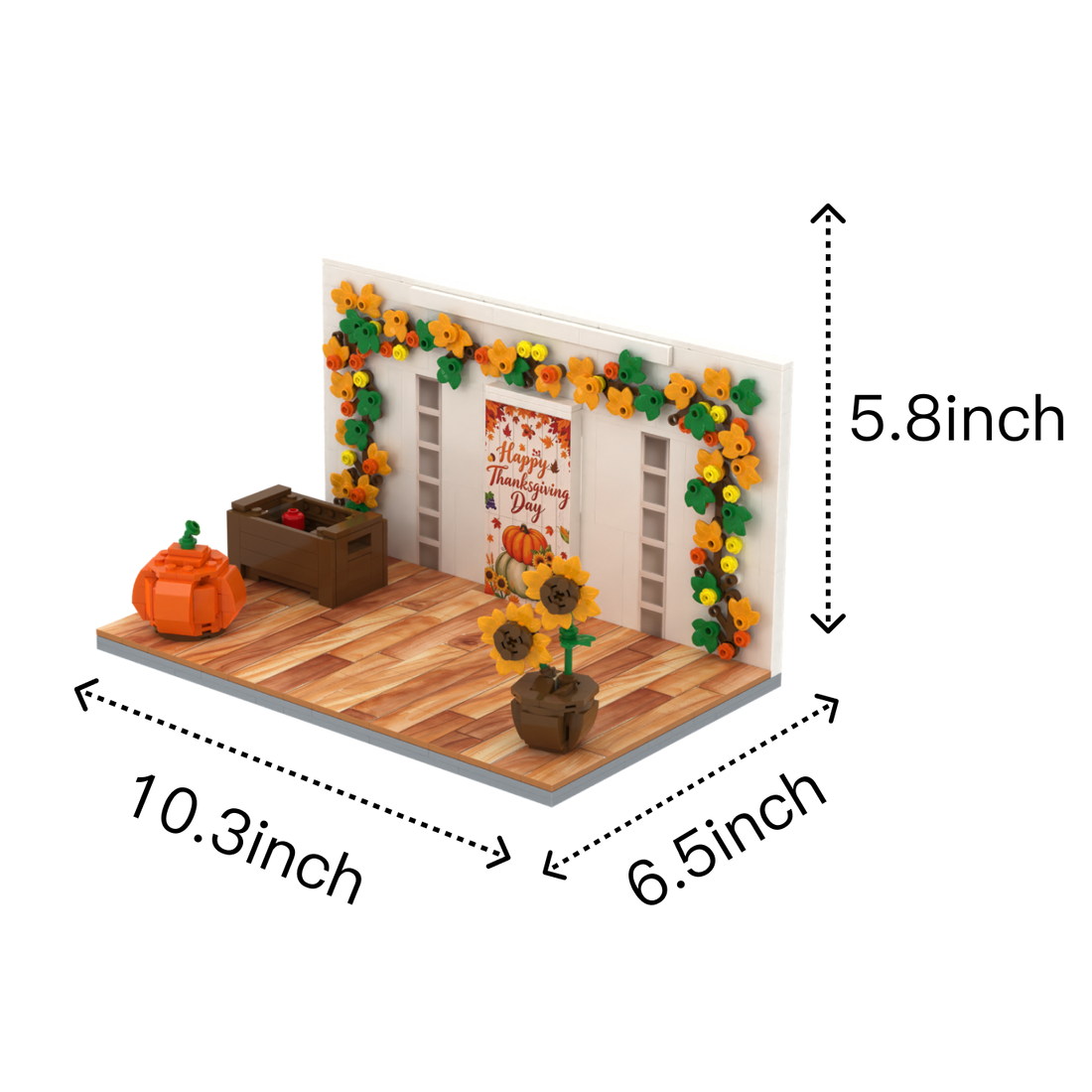 Thanksgiving · Harvest Hearts brick scene, size guide